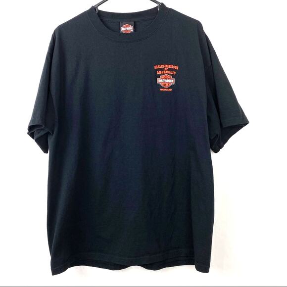 Harley Davidson Annapolis MD Men’s XL Tee Shirt Black Embroidered Logo - Picture 1 of 7